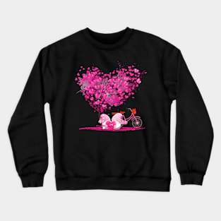 Pink Hearts Tree With Two Gnome Crewneck Sweatshirt